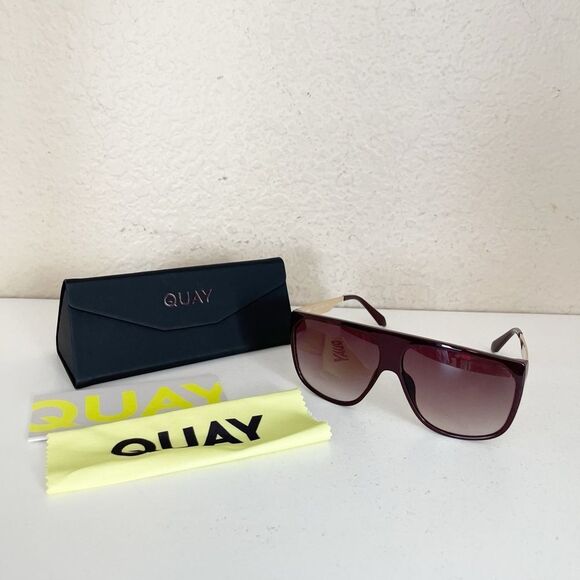 Quay Australia No Curfew Oversized Sunglasses in Espresso with Case. New - Picture 6 of 11